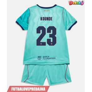 Lacne Dětský Futbalové dres Barcelona Jules Kounde #23 2026-27 Krátky Rukáv - Tretina (+ trenírky)
